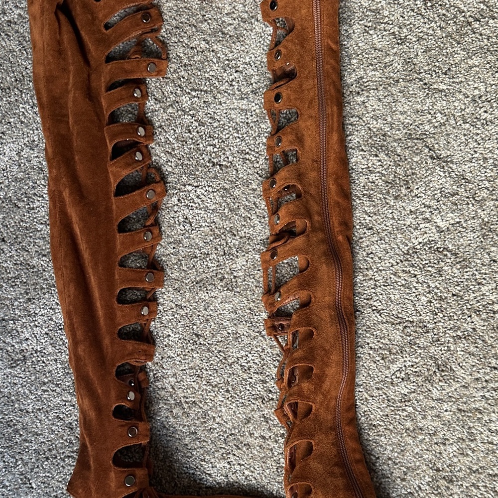 Brown Suede Women's Knee-High sandals